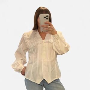 Vintage Prairie Lace Collar Blouse